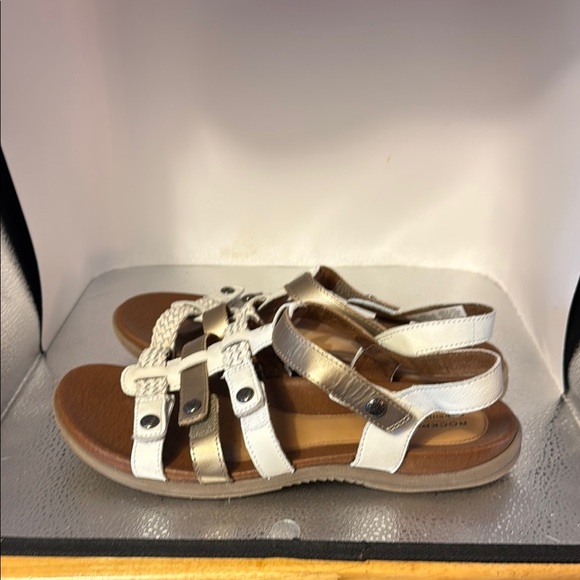 Rockport White and Tan Comfort Sandals with Adjustable Straps - Picture 4 of 7